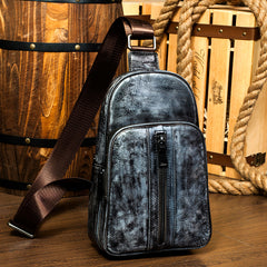 Leather Mens Cool Sling Bag Crossbody Bag Chest Bag for men