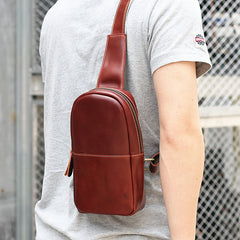 Leather Mens Cool Sling Bag Crossbody Bag Chest Bag for men