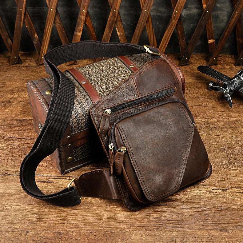 Leather Mens Cool Sling Bag Crossbody Bag Chest Bag for men