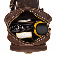 Leather Mens Cool Sling Bag Crossbody Travel Sling Bag Chest Bag for men