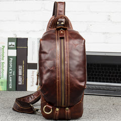 Leather Mens Cool Sling Bag Crossbody Bag Chest Bag for men