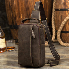 Leather Mens Cool Sling Bag Crossbody Bag Chest Bag for men