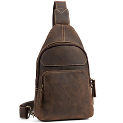 Leather Mens Cool Sling Bag Crossbody Bag Chest Bag for men