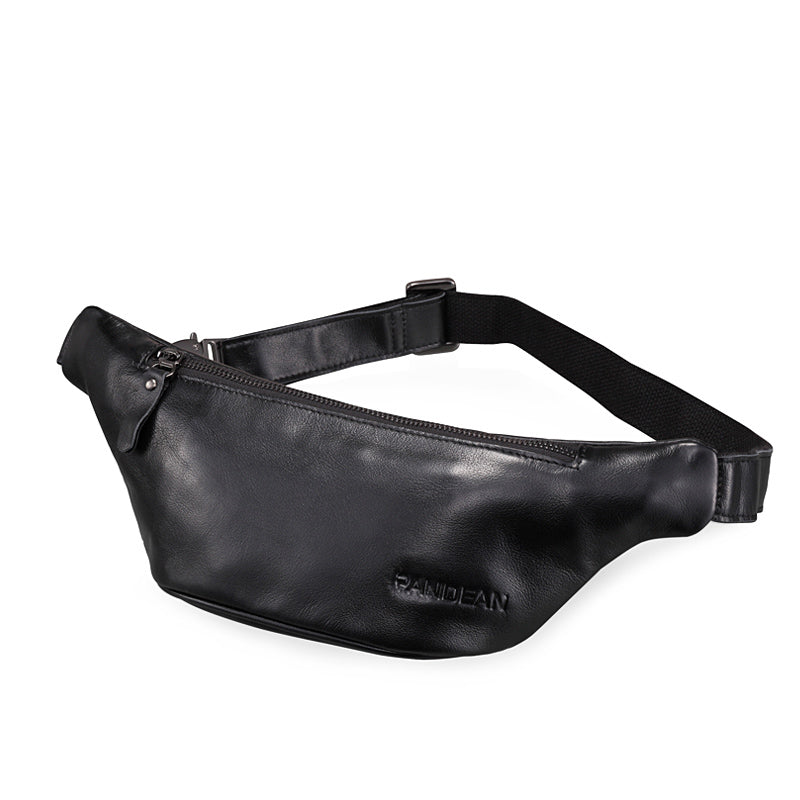 OrrinSports Black Fanny Pack for Men Genuine Leather