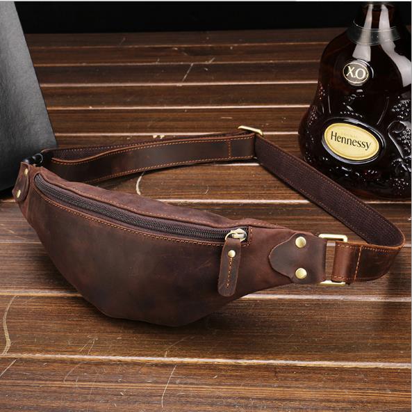 Personalized Leather Fanny Pack for Men Leather Hip Bag 
