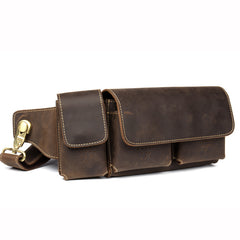 Vintage Leather Mens Fanny Pack Waist Bag Hip Pack Belt Bag Bumbag for Men