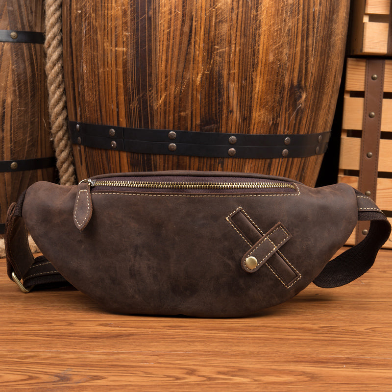 Leather Mens Fanny Pack Waist Bag Hip Pack Belt Bag Bumbag for Men