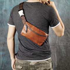 Leather Mens Fanny Pack Waist Bag Hip Pack Belt Bag Bumbag for Men