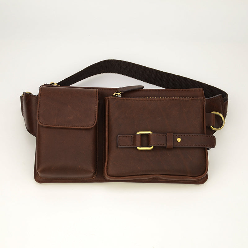 Leather Mens Fanny Pack Waist Bag Hip Pack Belt Bag Bumbag for Men