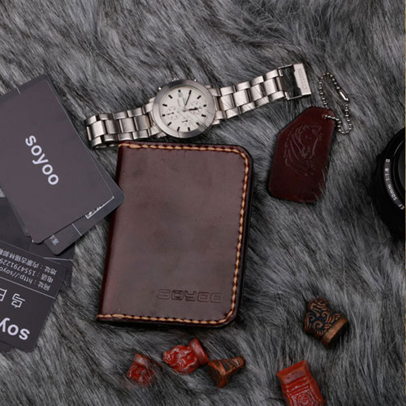 Leather Mens Slim Front Pocket Bifold Small Wallets Card Wallet for Men - iwalletsmen
