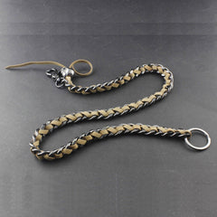 Solid Metal Leather Braided Long Wallet Chain Cool Punk Rock Biker Trucker Wallet Chain Trucker Wallet Chain for Men