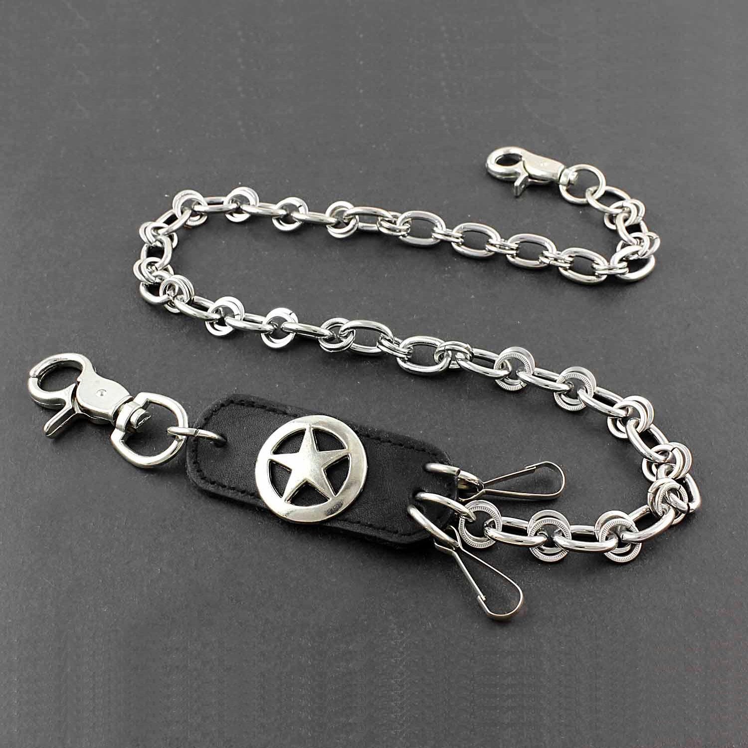 Solid Stainless Steel Star Wallet Chain Cool Punk Rock Biker Trucker Wallet Chain Trucker Wallet Chain for Men