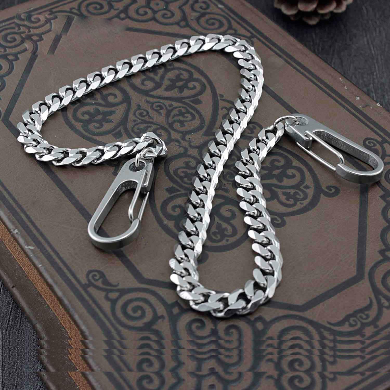 Sz Solid Stainless Steel Cool Punk Rock Wallet Chain Biker Trucker Wallet Chain Trucker Wallet Chain for Men Silver / 45cm