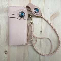 Cool Leather Mens Biker Chain Wallets Handmade Long Wallet with Chain - iwalletsmen