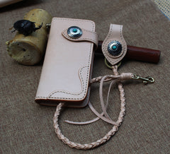 Cool Leather Mens Biker Chain Wallets Handmade Long Biker Wallet with Chain - iwalletsmen