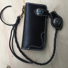 Cool Leather Mens Biker Chain Wallet Handmade Long Chain Wallets with Chain - iwalletsmen