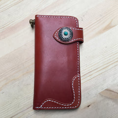 Cool Leather Mens Biker Chain Wallets Handmade Long Biker Wallet with Chain - iwalletsmen