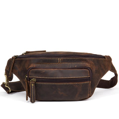 Vintage Leather Fanny Pack Mens Waist Bag Hip Pack Belt Bag Bumbag for Men