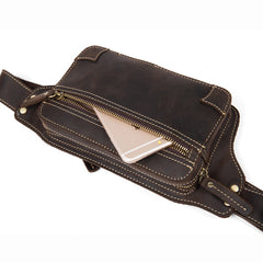 Vintage Leather Fanny Pack Mens Waist Bag Hip Pack Belt Bag Bumbag for Men
