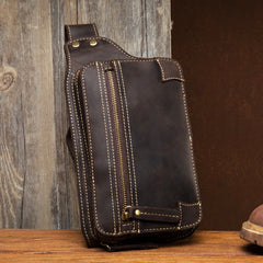 Vintage Leather Fanny Pack Mens Waist Bag Hip Pack Belt Bag Bumbag for Men