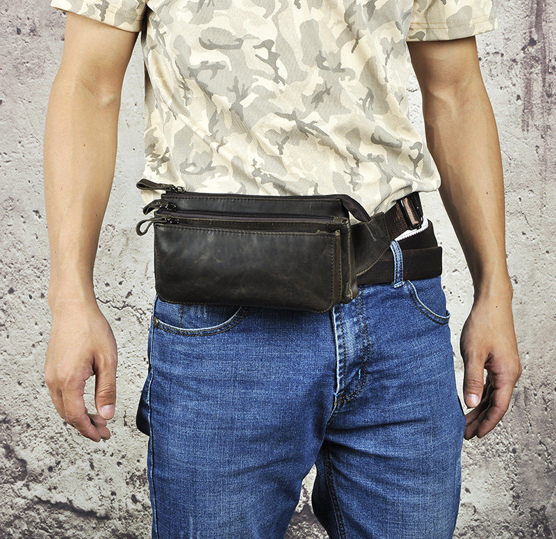 Vintage Leather Fanny Pack Mens Waist Bag Hip Pack Belt Bag Bumbag for –  iwalletsmen