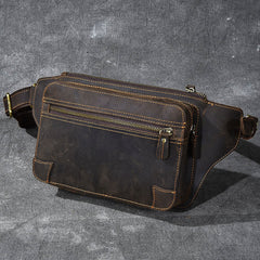 Vintage Leather Fanny Pack Mens Waist Bag Hip Pack Belt Bag for Men