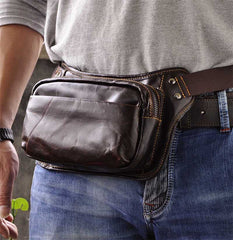 Vintage Leather Fanny Pack Mens Waist Bag Hip Pack Belt Bag for Men - iwalletsmen