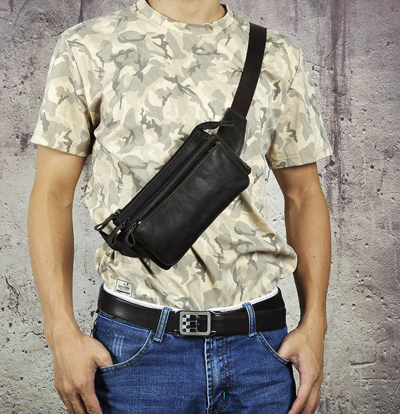 Vintage Leather Fanny Pack Mens Waist Bag Hip Pack Belt Bag for Men - iwalletsmen