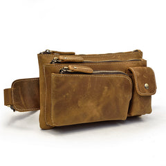 Vintage Leather Fanny Pack Mens Waist Bag Hip Pack Belt Bag for Men - iwalletsmen