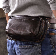 Vintage Leather Fanny Pack Mens Waist Bag Hip Pack Belt Bag for Men - iwalletsmen