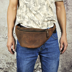 Vintage Leather Fanny Pack Mens Waist Bag Hip Pack Belt Bag for Men - iwalletsmen