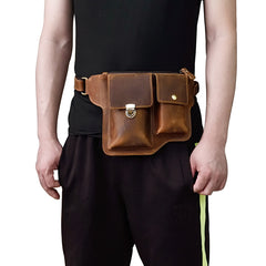 Vintage Leather Fanny Pack Mens Waist Bag Hip Pack Belt Bag for Men - iwalletsmen
