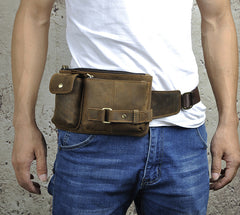 Vintage Leather Fanny Pack Mens Waist Bag Hip Pack Belt Bag for Men - iwalletsmen