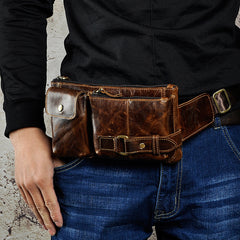 Vintage Leather Fanny Pack Mens Waist Bag Hip Pack Belt Bag for Men - iwalletsmen