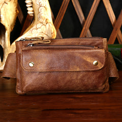 Vintage Leather Fanny Pack Mens Waist Bag Hip Pack Belt Bag for Men - iwalletsmen