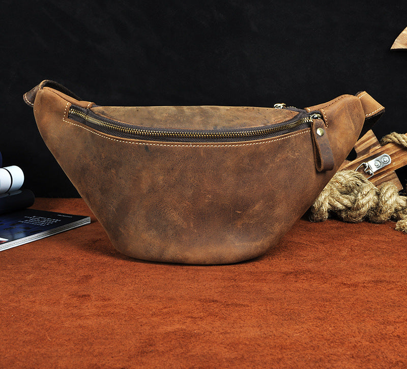 Vintage Leather Fanny Pack Mens Waist Bag Hip Pack Belt Bag for Men - iwalletsmen