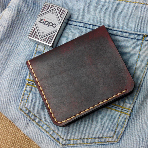 Vintage Leather Mens Bifold Small Wallet Leather Small Wallets for Men - iwalletsmen
