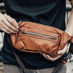 Vintage Leather Mens Fanny Pack Waist Bag Hip Pack Belt Bag Bumbag for Men