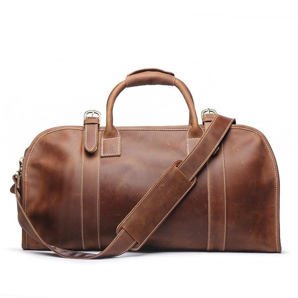 Vintage Cool Leather Mens Weekender Bag Travel Bag Cool Duffle Bag for Men - iwalletsmen