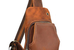 Cool Leather Chest Bag Sling Bag Sling Crossbody Bag Sling Travel Bag Sling Hiking Bag For Men - iwalletsmen