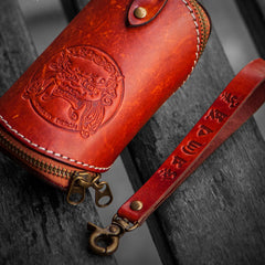 Handmade Leather Tooled Mens Cool Car Key Wallet Coin Wallet Pouch Car KeyChain for Men