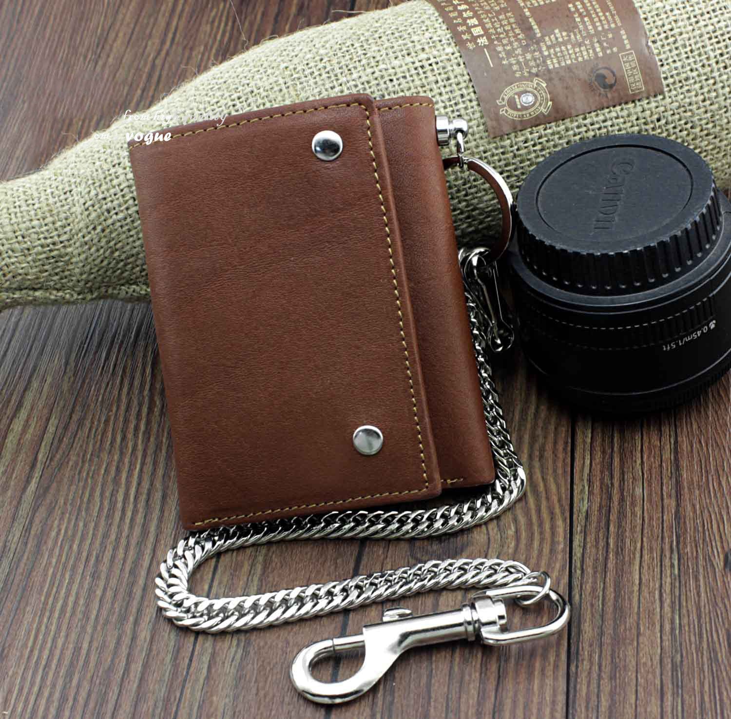 Biker Wallet Leather Chain in Brown