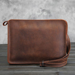 Vintage Small Leather Mens Messenger Bag Clutch Wristlet Shoulder Bag for Men - iwalletsmen