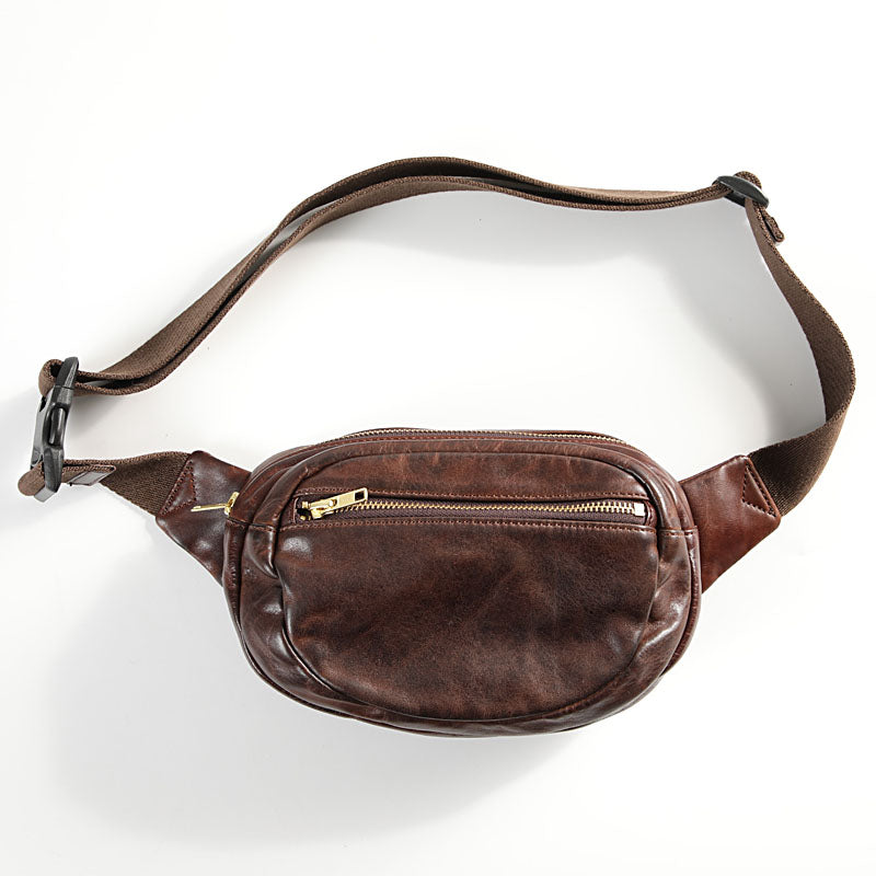 Fanny Pack Leather Bag Distressed Leather Bag Dark Brown 