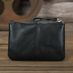 Vintage Small Slim Wallet Leather Men's Wallet Black Front Pocket Wallet Coin Holder Card Holder For Men - iwalletsmen