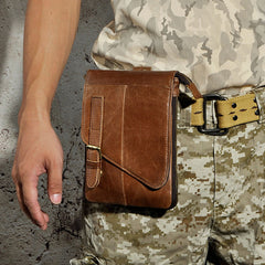 Mens Leather Small Side Bags COURIER BAG Waist Pouch Holster Belt Case Belt Pouch for Men - iwalletsmen