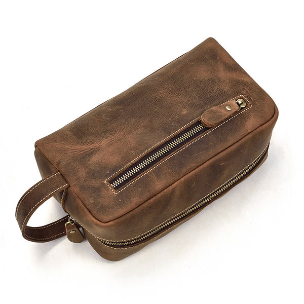 Portable Vintage Mens Leather Zipper Clutch Purse Bag Clutch Bag For Men - iwalletsmen