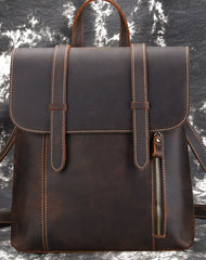 Cool Brown Leather Mens Backpack School Backpack Satchel Backpack for Men - iwalletsmen
