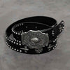 Badass Mens Leather Skull Rivet Rock Punk Belt Motorcycle Belt Leather Belt For Men - iwalletsmen