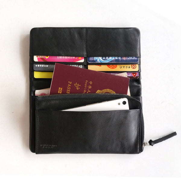 Cool Black Mens Leather Bifold Long Wallet Phone Soft Leather Long Wallet for Men - iwalletsmen
